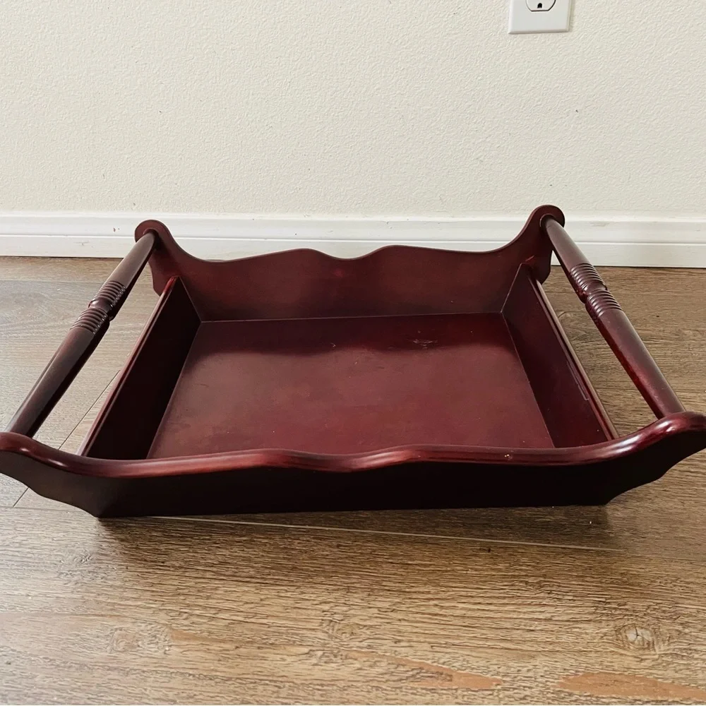 Wooden Serving Tray in Dark Cherry